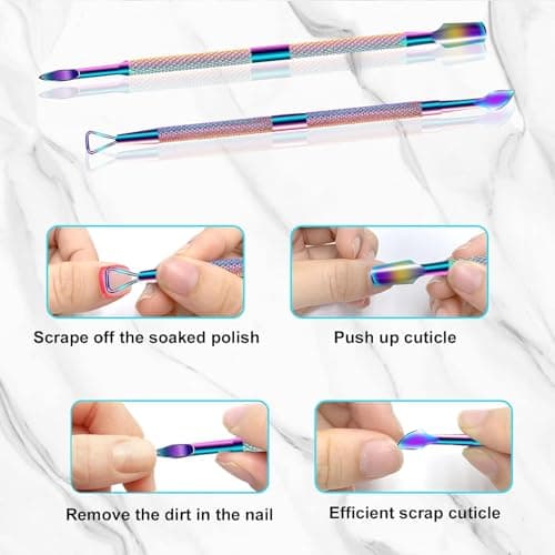 Cuticle Trimmer with Cuticle Pusher, Cuticle Remover Cuticle Scissors Manicure Tools, Professional Stainless Steel Cuticle Cutter, Dead Skin Remover Nail Tools for Fingernails and Toenails - Thumbnail 4