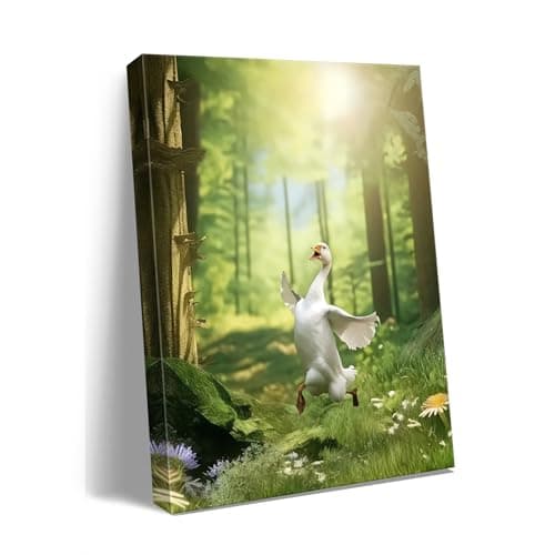 Ploceiny Bathroom decor Funny Pictures Canvas Wall Art for Bathroom, Living Room, Bedroom wall decorations,happy duck print art A-437 - Image 1