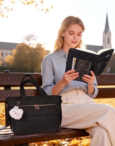 VAYOQON Puffer Tote Bag for Women, Large Quilted Handbag with Laptop Compartments, Work, College, Church & Bible Bag (Black) - Thumbnail 2