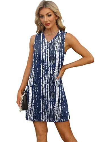 BKRIVE V-Neck Summer Casual Beach Dress for Women 2026 Vacation Women's Sleeveless Sundress with Split - Thumbnail 3