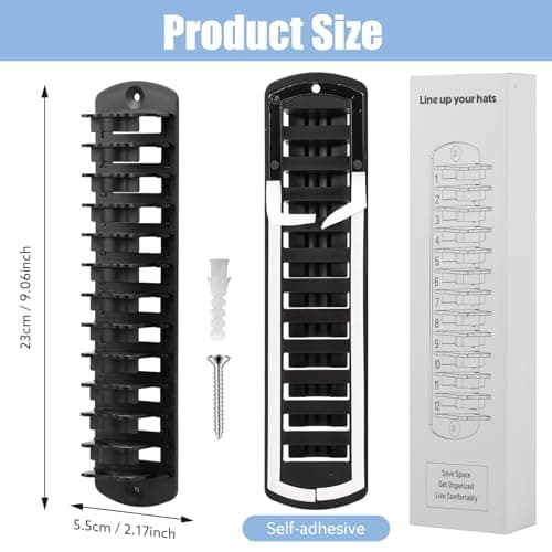 Dntorx Hat Organizer for Baseball Caps, 1 Pack Hat Rack for Wall Strong Adhesive Hat Hanger Hat Hooks Stand Organizer Storage Holder Display for Door Closet Bedroom - Thumbnail 2