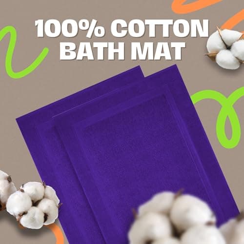 Infinitee Xclusives Premium Cotton Bath Mats for Bathroom – Pack of 2 | 34x22 Inches | Ultra Soft, Super Absorbent, Non-Slip, Machine Washable Mats (Profound Purple) [Not a Rug] - Thumbnail 5