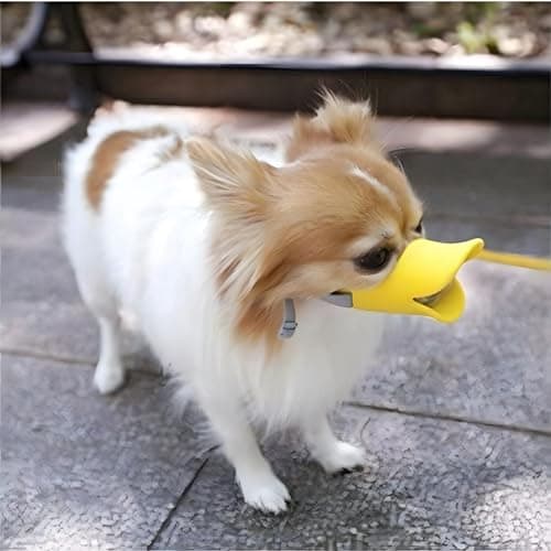 NACOCO Anti Bite Duck Mouth Shape Dog Mouth Covers Anti-Called Muzzle Masks Pet Mouth Set Bite-Proof Silicone Material (Yellow, S) - Thumbnail 2