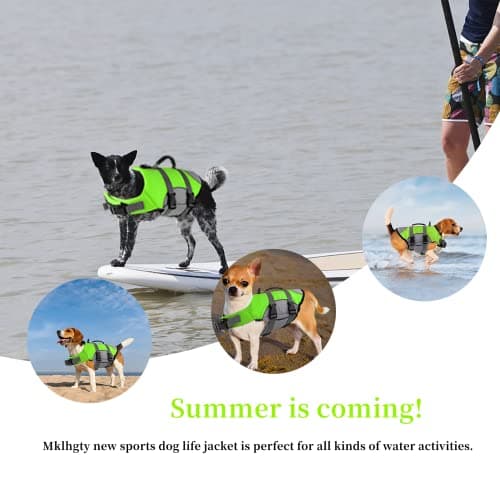 Mklhgty Dog Life Jacket, Reflective Adjustable Dog Life Vest with Rescue Handle for Swimming and Boating, Ripstop Pet Safety Life Preserver for Small, Medium and Large Dogs - Thumbnail 3