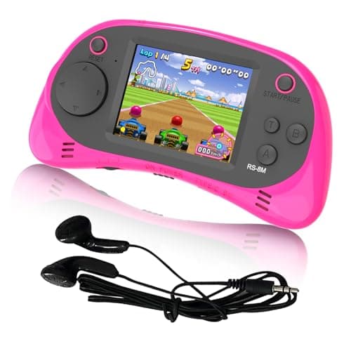 EASEGMER 16 Bit Kids Handheld Games Built-in 220 HD Video Games, 2.5 Inch Portable Game Player with Headphones - Best Travel Electronic Toys for Kids Age 3-10 Years Old Children (Pink) - Image 1