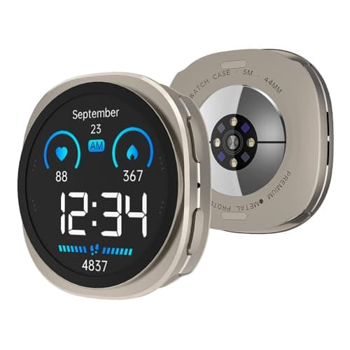 SDOCEBF 3 in 1 Rugged Metal Case for Samsung Galaxy Watch 8 44mm with Screen Protector, Lightweight Aluminum Bumper with Back Cover, Overall Protection Cover for Galaxy Watch 8, Titanium - Image 1