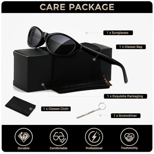 SUNGAIT Retro Oval Sunglasses for Women Lightweight Cat Eye Fashion UV400 Protection - Thumbnail 6