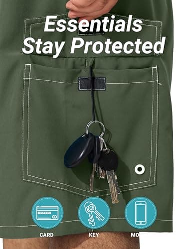 Arcweg Mens Big and Tall Swim Trunks 9" Quick Dry Swim Shorts with Compression Brief Liner Cargo Pocket Bathing Suits Borard Shorts for Men Pluse Size XL-6XL Army Green - Thumbnail 4