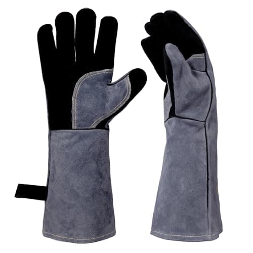 iuhkjnuh 16" Leather Forge Welding Gloves, 932℉ Heat/Fire Resistant, Multi-Use Mitts for TIG/MIG Welding, BBQ, Oven, Baking, Furnace, Beekeeping, Animal Handling & Stove Safety，Ambidextrous - Image 1