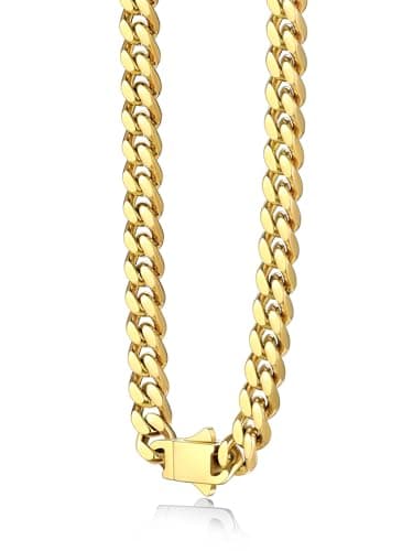 Bestyle Gold Chain for Men Casual Mens Gold Necklace 18K Gold Plated Cuban Chain Necklace Thick Long Necklace 5MM 28'' Cool Mens Gold Chain Hip Hop Jewelry - Image 1