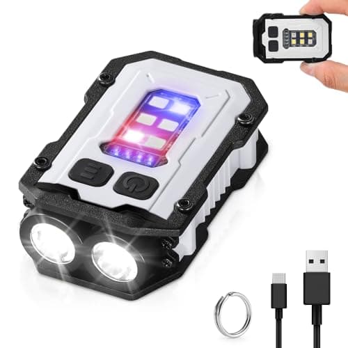 Mini EDC Flashlight, Small Powerful Keychain Flashlight with Side searchlight, High Lumens 800lm, USB-C Rechargeable, keychain light with clip - 8 Mode, IPX4 Waterproof, for hiking, running, White - Image 1
