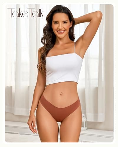 Take Talk Womens Underwear Seamless Thongs 9 Pack Sexy Panties No Show V-waisted Invisible Tangas for Fitness Clothing - Thumbnail 2
