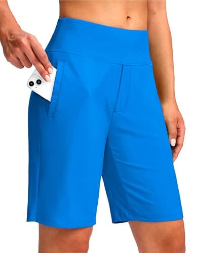 Viodia Women's 9" Long Swim Shorts Modest Swimsuits Bathing Suit Knee Length Bermuda Board Shorts for Women with Pocket Vivid Blue - Image 1