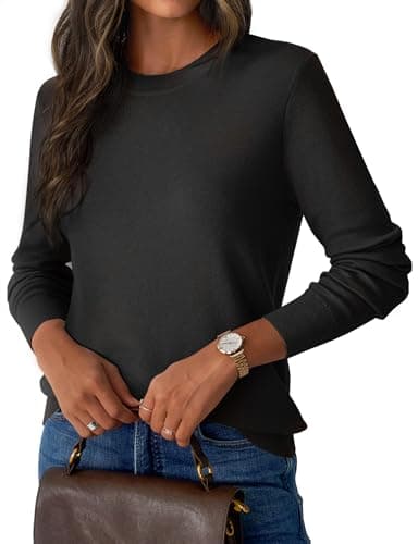 GKBK Womens Sweaters Wool Blend Crew Neck Lightweight Loose Fit Pullover Black Long Sleeve Fall Tops Business Casual Outfits 2025 Trendy - Image 1