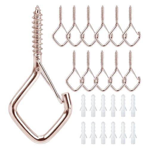 Ticway 12 PCS Q-Hanger Hooks for String Lights, Ceiling Hangers for Plants & Wind Chimes, Christmas Decorations Outdoor Hooks Rose Gold - Image 1