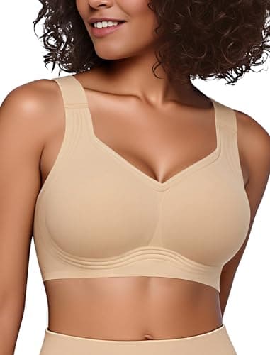 Easybunny Jelly Bras for Women Plus Size Minimizer No Underwire Supportive Full Coverage Wider Straps Seamless Tshirt Bra Nude 3XL - Image 1