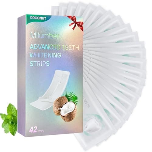 Milumber Teeth Whitening Strips for Sensitive, 42 Strips Whitener Safe Whitestrip, Deep Stains Removal Tooth Whitening, Enamel Safe Non-Slip Dry Strip Technology for Whiter Teeth,Coconut - Image 1