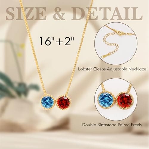 Sistble Valentines Gifts for Women, Birthday Gifts for Women August Birthstone Necklace Peridot Alexandrite Necklace Dainty Gold Choker Necklaces 2 Birth Stones Gold Jewelry Teen Gift Trendy Stuff - Thumbnail 5