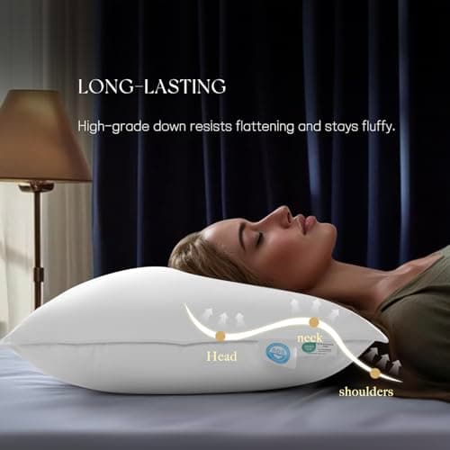 Acnalboma Luxury Goose Down Pillow Standard, Hotel Quality Bed Pillows for Sleeping, 900+ Fill Power, Premium Feather Pillow Fluffy Soft Down Pillow, 400 Count Cotton Shell, 1 Pack, 19"x26" - Thumbnail 5