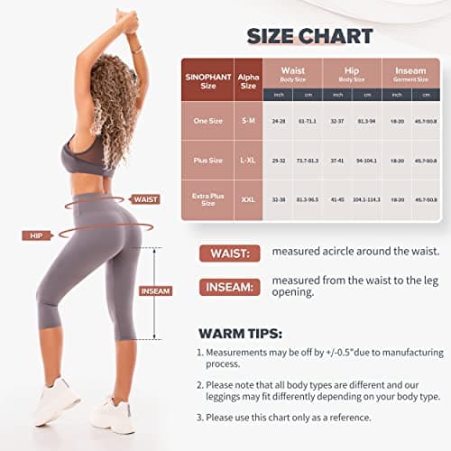 SINOPHANT High Waisted Leggings for Women - Full Length Capri Buttery Soft Yoga Pants for Workout Athletic(Capri Plum Purple,L-XL) - Thumbnail 6