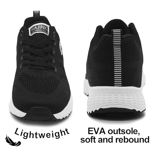 HAJINK Womens Black Casual Sneakers for Women Walking Tennis Shoes Non Slip Breathable Mesh Lightweight Female Running Shoes(Black,7) - Thumbnail 5
