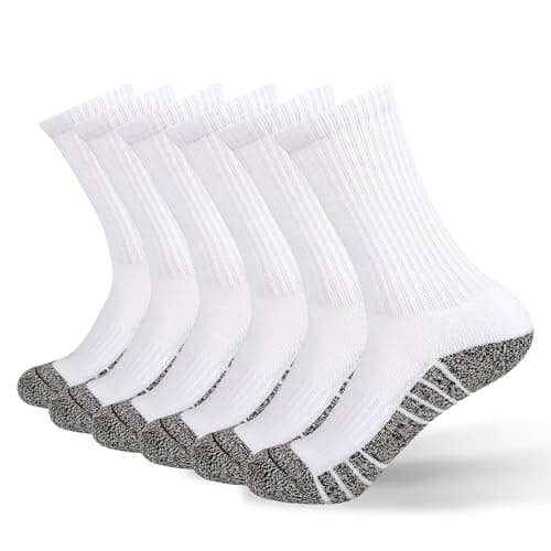 Ycets Men's Crew Socks, Thick Cushion Moisture Wicking Warm Cotton Running Hiking Athletic Stretch Breathable Long Socks for Men,6 Pairs