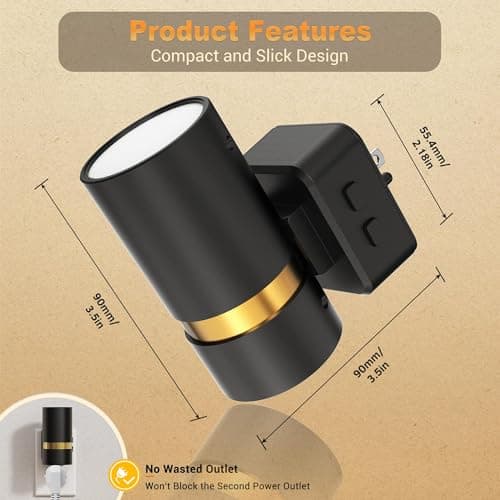 JandCase Night Lights Plug into Wall,2 Pack Amber/3000k/5000K Color Change Night Light with Dusk to Dawn, 3CCT & 10/25/50/75/100LM Dimmable Plug in LED Nightlight for Bedroom, Hallway, Stairs - Thumbnail 4