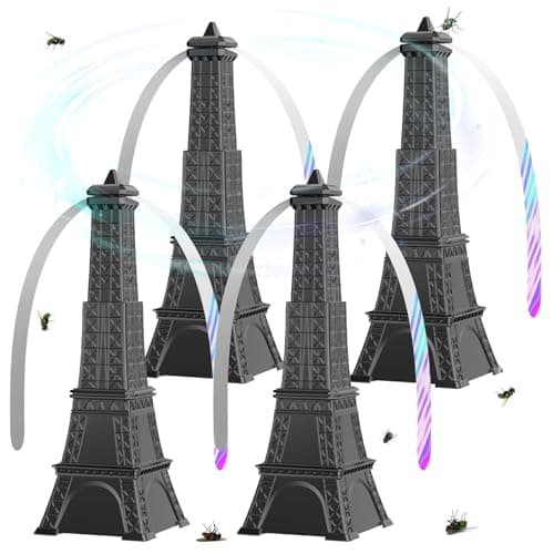 STUHAND Fly Fans for Tables, Fly Repellent Fan Keep Flies Away, Battery Powered Bug Fans with Holographic Blades for Picnic, BBQ, Restaurant, Party and Kitchen, Indoor and Outdoor 4 Pack - Image 1