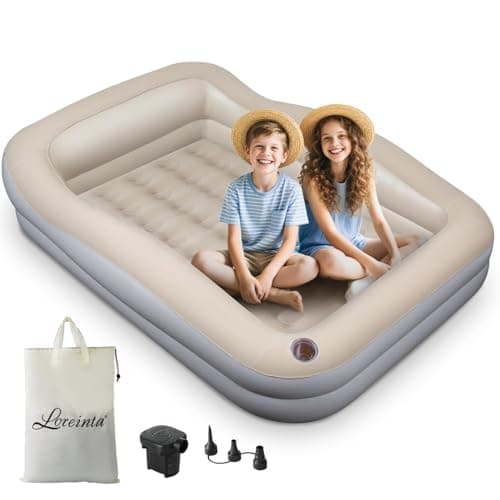 LOREINTA Inflatable Toddler Travel Bed – Portable Toddler Bed with Safety Bumpers, Toddler Floor Bed for Travel, Camping, Sleepovers – Kids Blow Up Bed with Pump & Carry Bag - Image 1