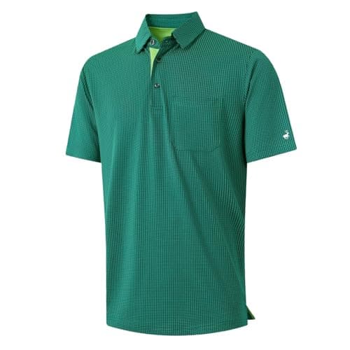 Rouen Mens Golf Shirt Dry Fit Short Sleeve Casual Performance Lightweight Collared Pocket Polo Shirts for Men Green - Image 1