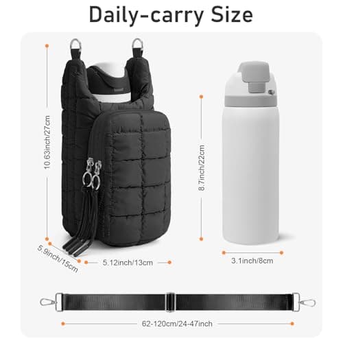 WOOMADA Water Bottle Holder RFID Crossbody Bag for Women, Ideal for Walking, Hiking, Cycling(black) - Thumbnail 2