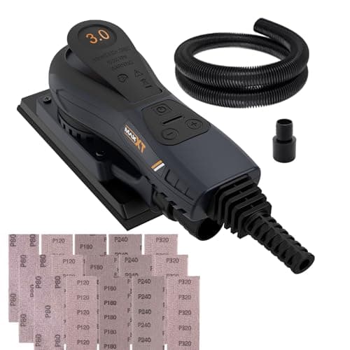 Sheet Sander, 350W MAXXT 3.0mm Sheet Finishing Sander WITH 15PCS DUST FREE SANDERPAPERS, Brushless Motor 7-Speed Adjustable 4000-10000RPM for Wood working(7.8 * 2.7in sander) - Image 1