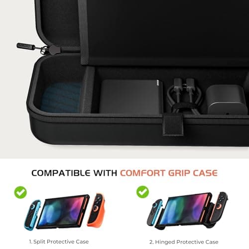 COOWPS Carrying Case with 10,000mAh, 22.5W Power Bank for Nintendo Switch 2, Fit P2/SUPCASE/Killswitch Case, Portable Full Protection Travel Bag with Game Card Slots, Holds Charge Adapter Accessories - Thumbnail 3