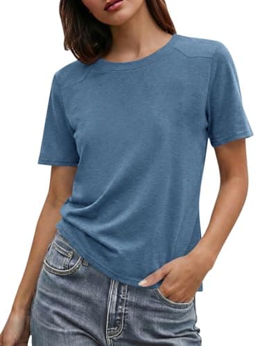 Cicy Bell Womens Summer Short Sleeve T-Shirts Trendy Casual Crew Neck Tops Loose Fit Basic Tees - Image 1