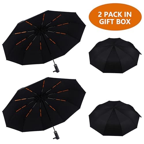 Bluinzi 46 Inch Compact Umbrellas for Rain - Travel Small Umbrella - Automatic Folding Umbrella - Windproof Portable Umbrella, Double 10-rib - Thumbnail 2