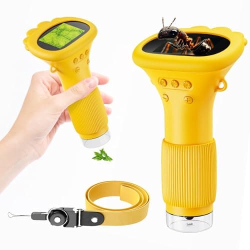 Portable Digital Microscope for Kids, Pocket Handheld Microscope Camera with 2'' Inch Screen, Educational Science Christmas Birthday Gifts for Age 3 4 5 6 7 8 9 10 11 12 Girls Boys - Orange - Image 1