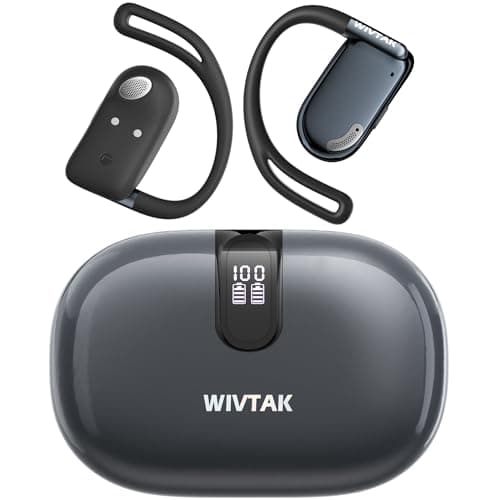 WIVTAK Wireless Earbuds, Open-Ear Sports Bluetooth Headphones, Acoustic Chamber Audio, ANC Call Noise Reduction, Smart Digital Display Charging Case, IPX5 Water Resistant, for Cycling Work - Image 1