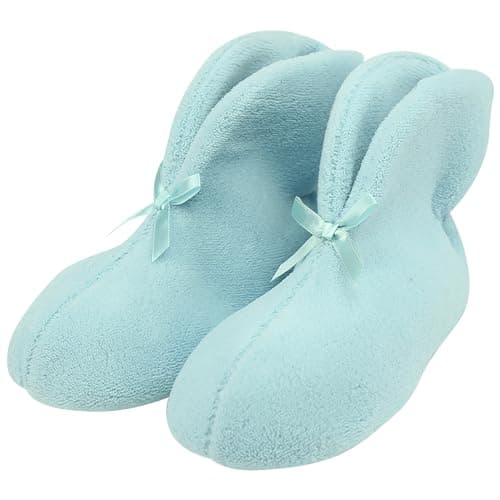 Forfoot Slipper Boots, Fluffy Boot Slippers for Women Coral Fleece Fabric Indoor House Slip On Winter Bootie Slippers Light Blue Office Shoes Size 9.5 - Image 1