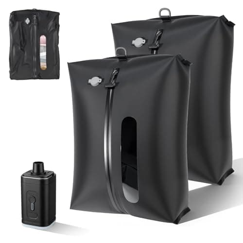 KXB Vacuum Seal Bags for Travel Luggage with Wireless Pump, 29L Compression Bags for Carry-On Suitcase & Travel Backpack, Reusable IP67 Waterproof Vacuum Storage Kit(2PC + PUMP) - Image 1