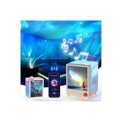 TOBTOS Northern Lights Projector with Bluetooth Speaker & White Noise - 7 Colors Ocean Wave Night Light for Bedroom, Dimmable Mood Lighting, Galaxy Projector for Kids Adults Gift - Image 1
