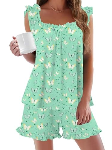 StunShow Cute Pajama Sets for Women Pajamas Bride Getting Ready Outfits Pj Set Cute Pj Sets Woman Pajama Sets for Women 2 Piece Bride Outfits Butterfly S - Thumbnail 3