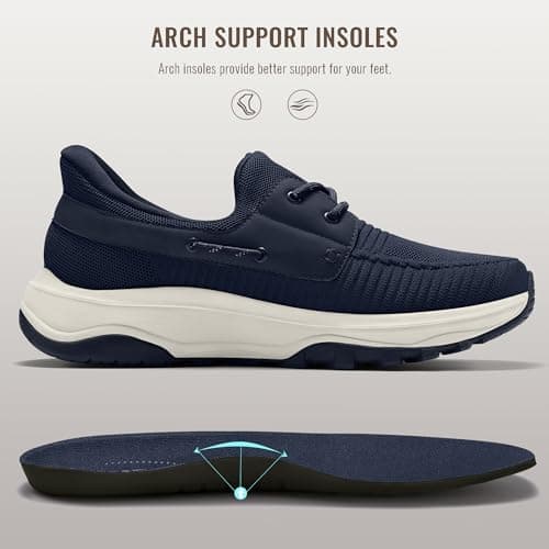 Coostar Slip On Shoes for Men Orthopedic Walking Shoe with Arch Support Hands Free Loafers Casual Navy Size 11 - Thumbnail 4