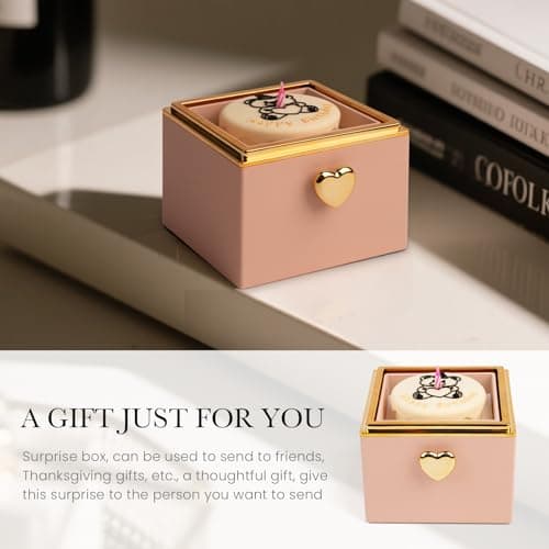 mountova Valentine’s Day Gift for Her，Creative Birthday Surprise Cake Box with a Built-in Surprise Button – birthday gift for girlfriends, mothers and grandmother (pink) - Thumbnail 2