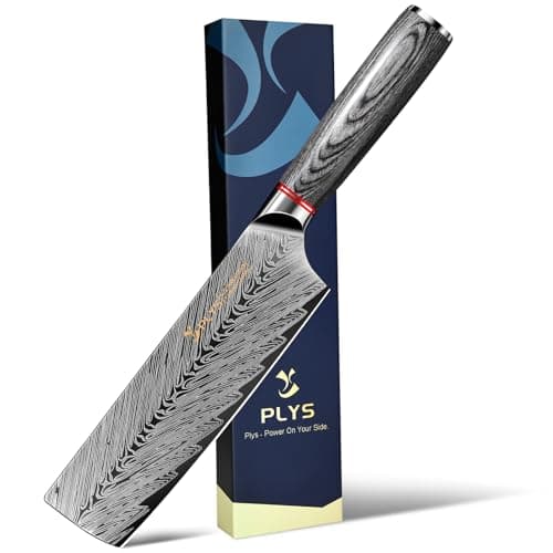 Plys 6.5 inch Titanium Coated Nakiri Knife Japanese Chef Knife with Sheath High Carbon Stainless Steel Vegetable Cleaver - Image 1