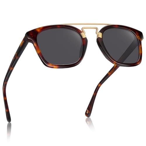 CARFIA Retro Polarized Sunglasses Womens UV400 Protection, Unique Double Metal Bridge, Premium Square Acetate Shades - Image 1