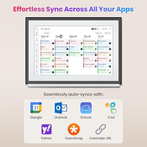 BIGASUO 10.1" Digital Calendar, Smart Touchscreen Interactive Display, Electronic Organizer for Monthly, Weekly & Daily Agenda, Chore Chart, Meal Planner, To Do List, Family Schedules, Picture Frame - Thumbnail 2