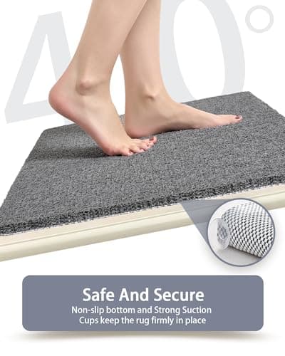 Mecko Non-Slip Shower Mat, Anti-Slip Bath Mat with Suction Cups – Quick-Drying Loofah Texture for Tub with for Indoor and Outdoor Use, Bathtubs and Wet Areas (Grey, 17"x30") - Thumbnail 5