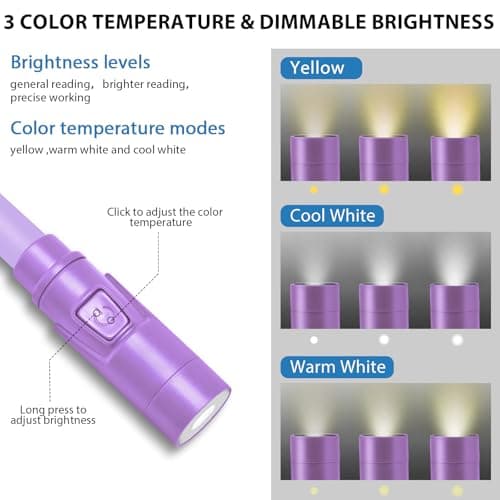 LUXJET Adjustable Bendable Neck Reading Light with 3 Lighting Modes, Purple - Thumbnail 3