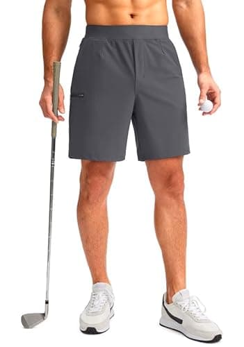 Viodia Men's 7" Golf Shorts with 5 Pockets Elastic Waist Dry Fit Stretch Lightweight Shorts for Men Hiking Casual Athletic Steel Grey - Image 1