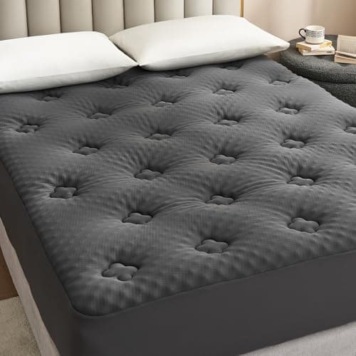 Hansleep Full Size Memory Foam Mattress Pad Topper, Full Foam Mattress Topper Viscose Derived from Bamboo, Full Bed Mattress Pad Cover for Back Pain Relief, 54" x75", Charcoal Grey - Image 1